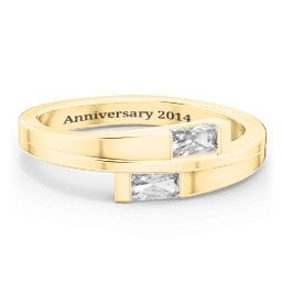 Double Baguette Bypass Ring