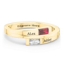 Double Baguette Bypass Ring