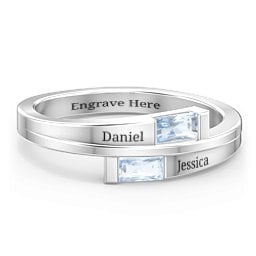 Double Baguette Bypass Ring