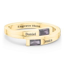 Double Baguette Bypass Ring