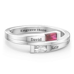 Double Baguette Bypass Ring