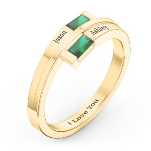 Double Baguette Bypass Ring