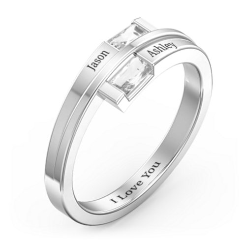 Double Baguette Bypass Ring