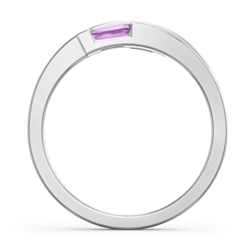 Double Baguette Bypass Ring – Sterling Silver with Amethyst