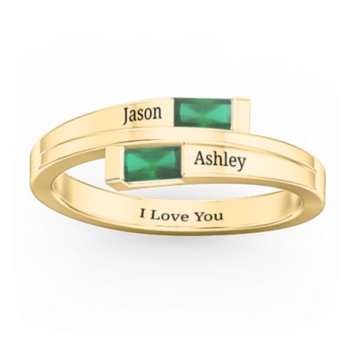 Double Baguette Bypass Ring