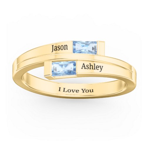 Double Baguette Bypass Ring