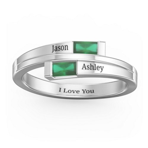 Double Baguette Bypass Ring