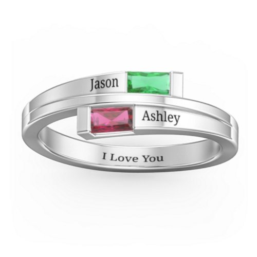 Double Baguette Bypass Ring