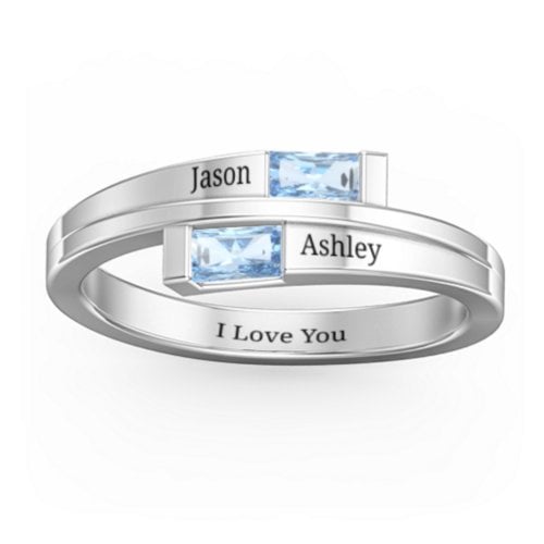 Double Baguette Bypass Ring
