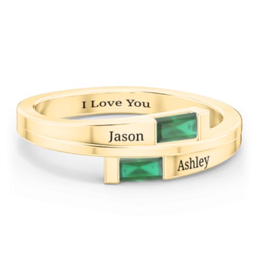 Double Baguette Bypass Ring