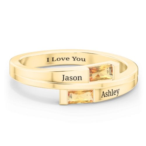 Double Baguette Bypass Ring
