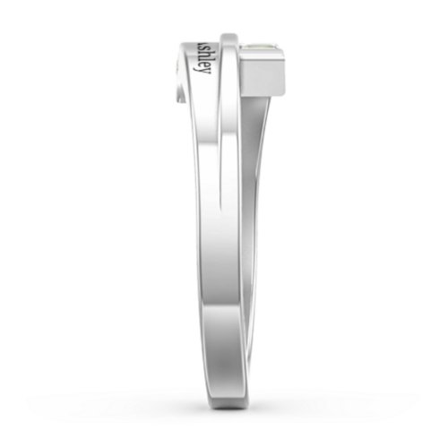 Double Baguette Bypass Ring – Sterling Silver with Peridot