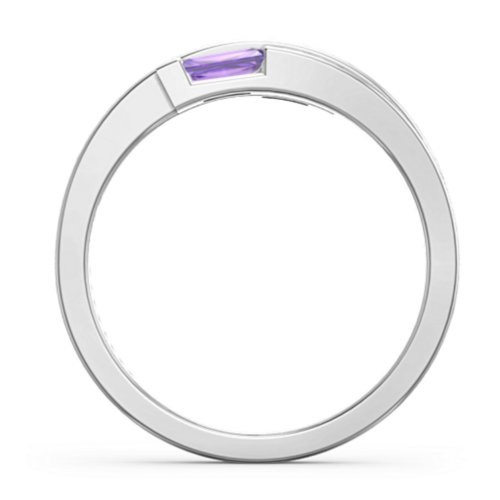 Double Baguette Bypass Ring – Sterling Silver with Amethyst