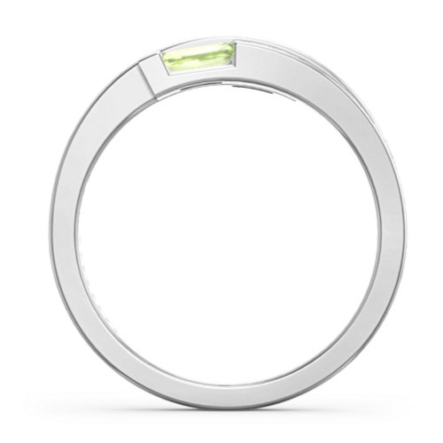 Double Baguette Bypass Ring – Sterling Silver with Peridot
