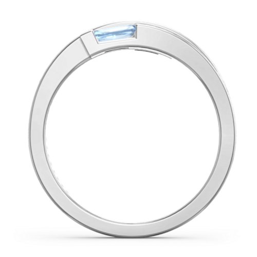Double Baguette Bypass Ring – Sterling Silver with Blue Topaz