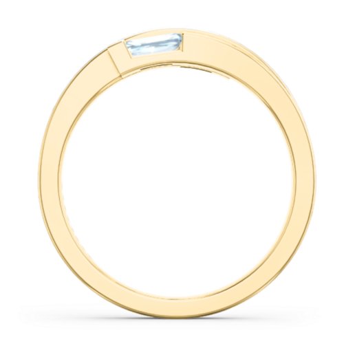Double Baguette Bypass Ring – 10K Yellow Gold with Aquamarine