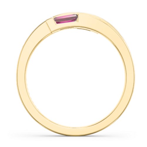 Double Baguette Bypass Ring – 10K Yellow Gold with Ruby