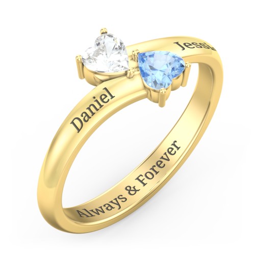 Inverted Twin Heart Ring