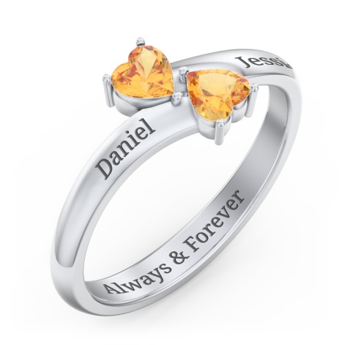 Inverted Twin Heart Ring