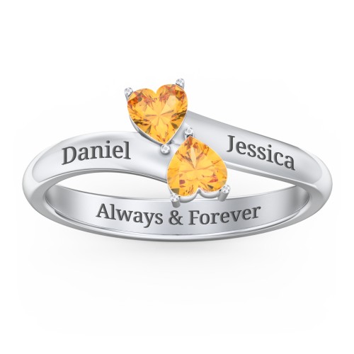 Inverted Twin Heart Ring