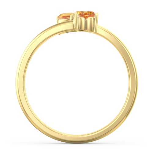Inverted Twin Heart Ring – 18K Gold Plated Silver with Citrine