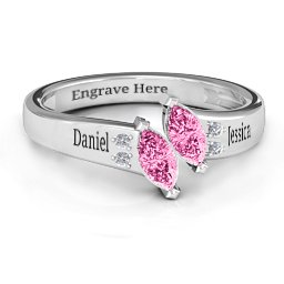 Twin Marquises and Accent Ring