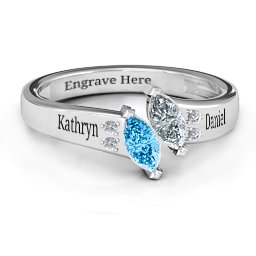 Twin Marquises and Accent Ring
