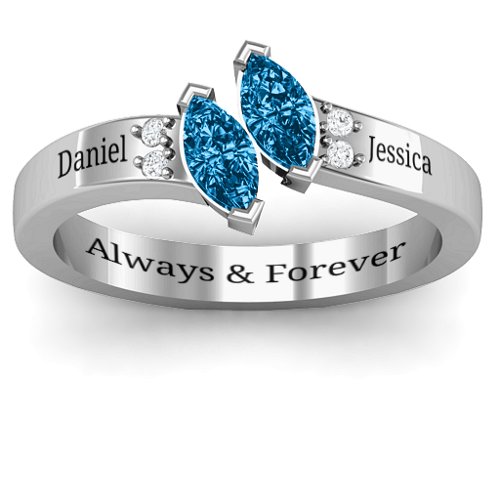 Twin Marquises and Accent Ring