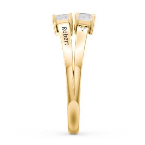 Two Stone Split Band Ring with Accents
