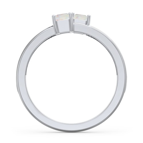 Two Stone Split Band Ring with Accents
