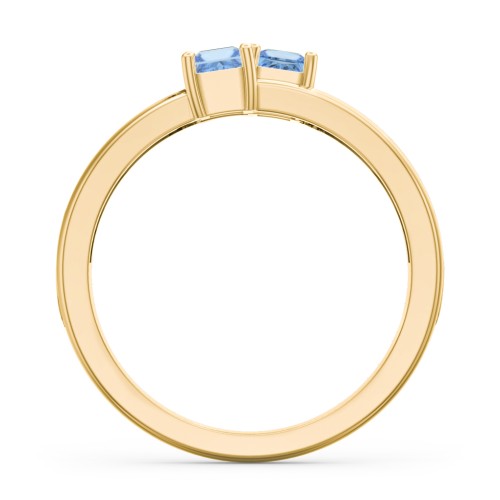 Two Stone Split Band Ring with Accents