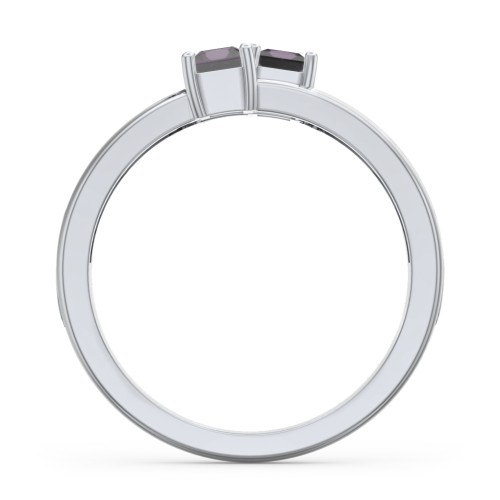 Two Stone Split Band Ring with Accents – Sterling Silver with Alexandrite and Cubic Zirconia