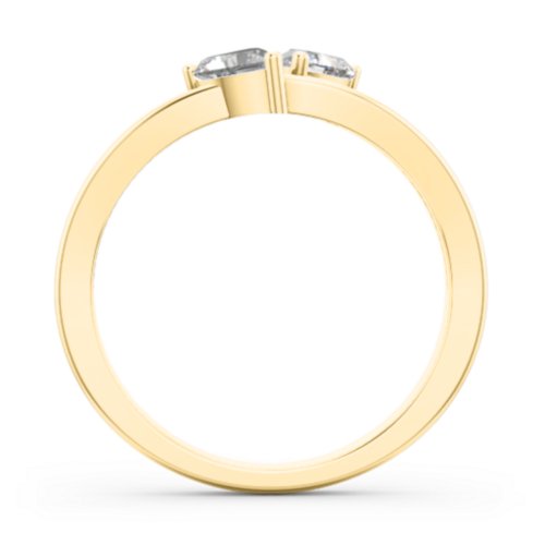 Twin Hearts Ring – 10K Yellow Gold with Cubic Zirconia
