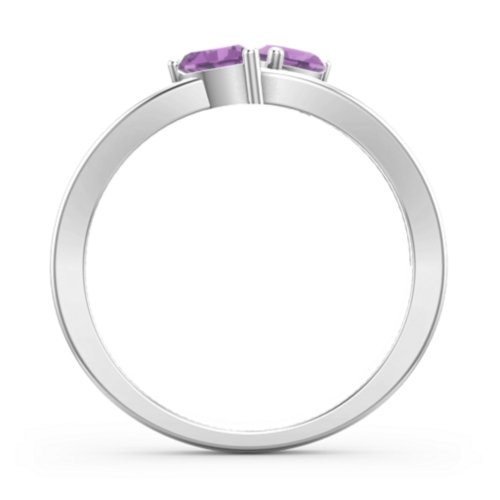 Twin Hearts Ring – Sterling Silver with Amethyst