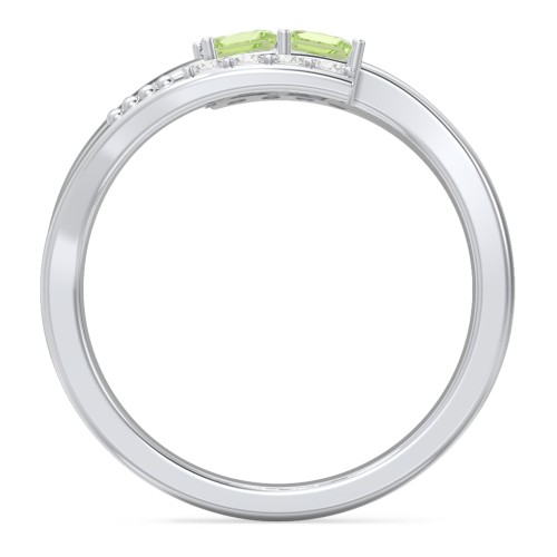 Engravable Bypass Ring with Princess Cut Gemstones and Accents