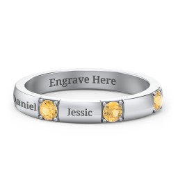 Elegant Three Gemstone Ring in 925 Sterling Silver with Citrine