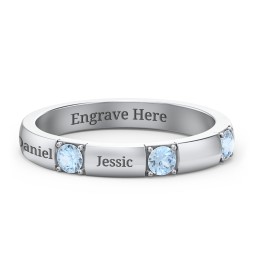 Elegant Three Gemstone Ring in 925 Sterling Silver with Blue Topaz
