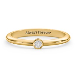 Classic Bezel Set Ring in 18K Gold Plated Silver with Diamond