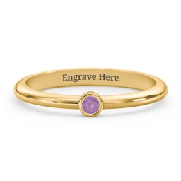 Classic Bezel Set Ring in 14K Solid Yellow Gold with Amethyst