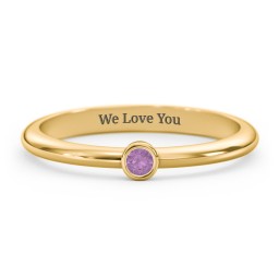 Classic Bezel Set Ring in 18K Gold Plated Silver with Amethyst