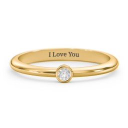 Classic Bezel Set Ring in 18K Gold Plated Silver with Diamond