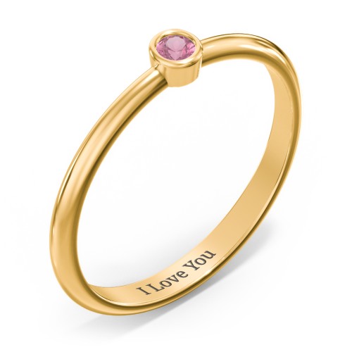 Classic Bezel Set Ring – 18K Gold Plated Silver with Pink Tourmaline