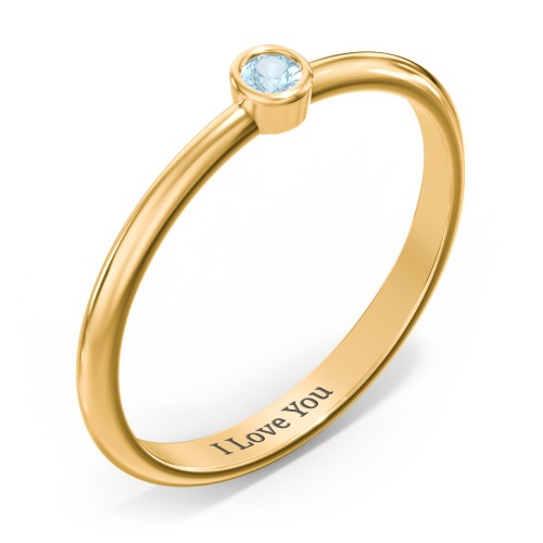 Classic Bezel Set Ring – 18K Gold Plated Silver with Blue Topaz