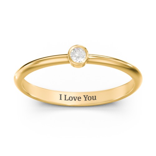 Classic Bezel Set Ring – 10K Yellow Gold with Cubic Zirconia