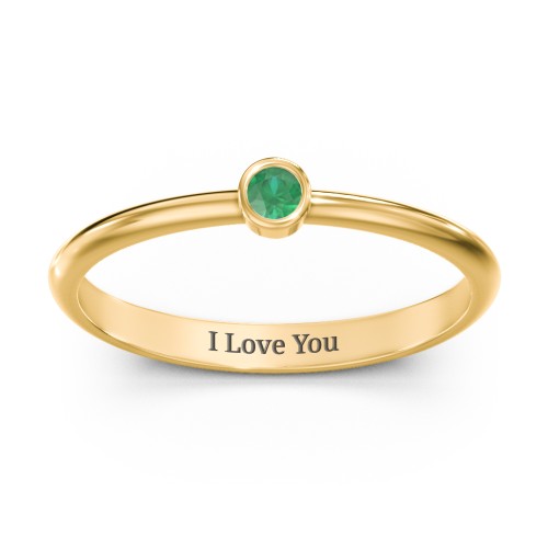 Classic Bezel Set Ring – 18K Gold Plated Silver with Emerald
