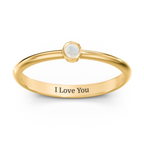 Classic Bezel Set Ring – 18K Gold Plated Silver with Opal
