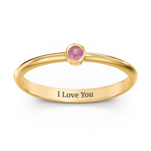 Classic Bezel Set Ring – 18K Gold Plated Silver with Pink Tourmaline