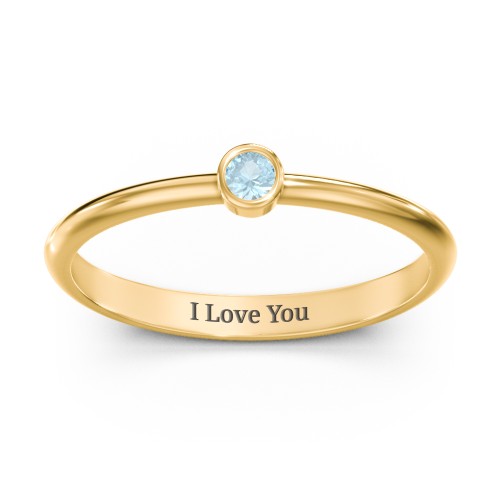 Classic Bezel Set Ring – 18K Gold Plated Silver with Blue Topaz