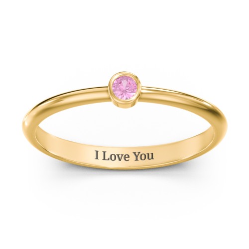 Classic Bezel Set Ring – 18K Gold Plated Silver with Pink Sapphire