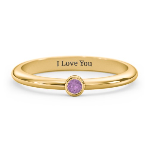 Classic Bezel Set Ring – 14K Yellow Gold with Amethyst